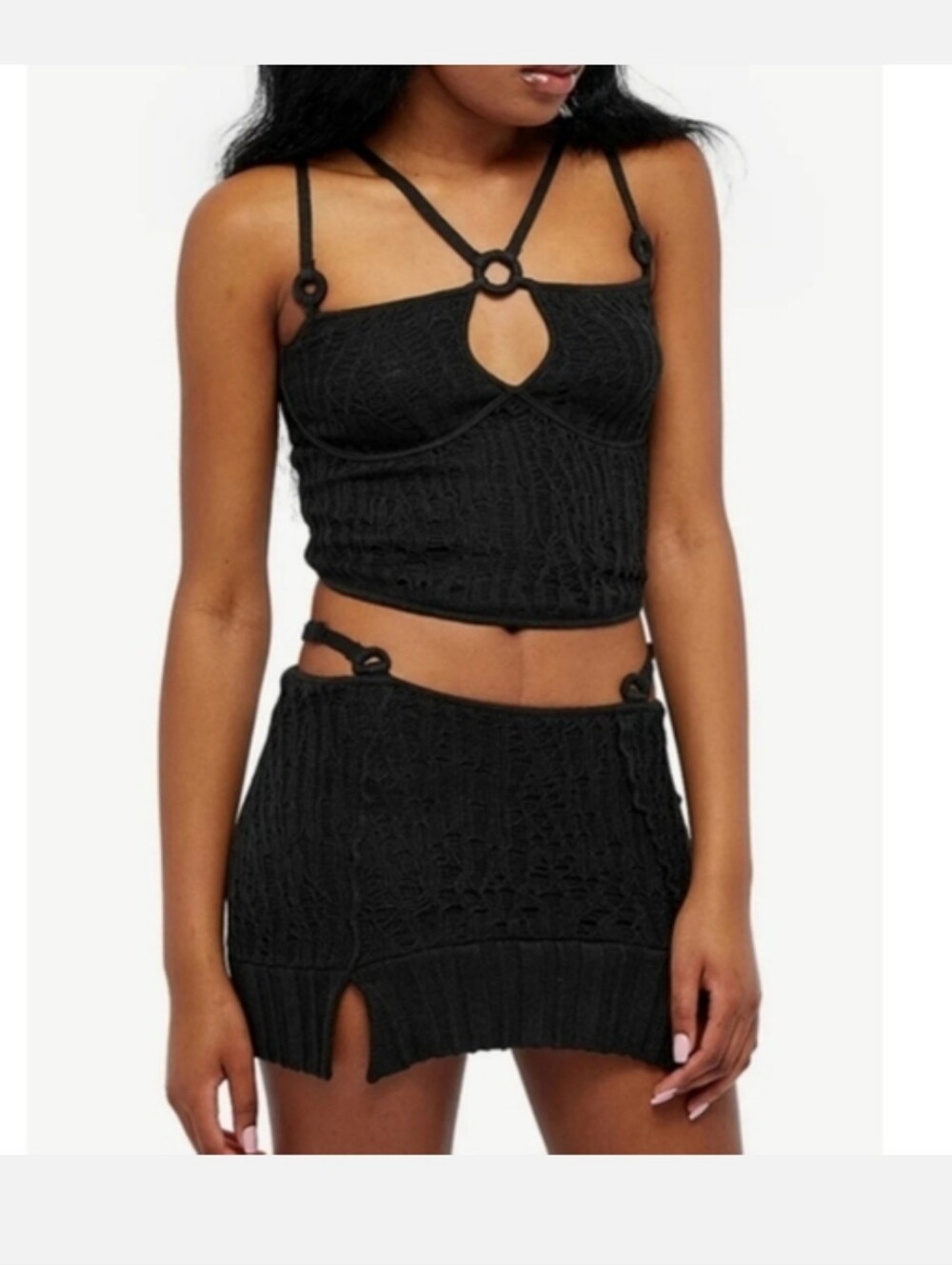 DANIELLE GUIZIO CROCHET OPEN KNIT SKIRT